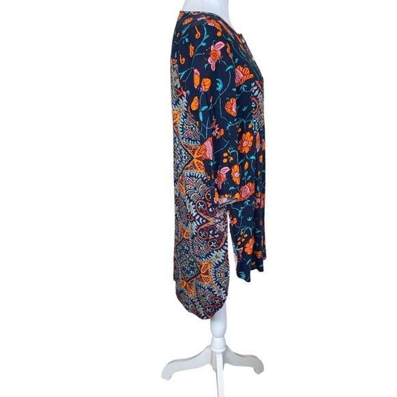 Fig & Flower Popover Tunic Blouse Womens Small Floral Bohemian Lightweight - Picture 4 of 11